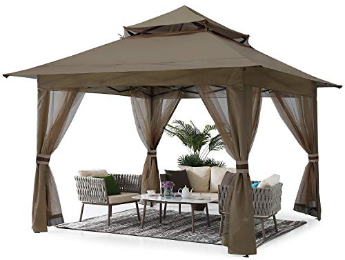 AbcCanopy - Gazebo pieghevole da esterno con zanzariera, 4 x 4 m