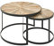 FineBuy Design Couchtisch 2er Set Mango Massivholz Satztisch Rund, Wohnzimmertisch mit Metallbeine Braun, Tischset 2-teilig Satztisch Holz/Metall Schwarz