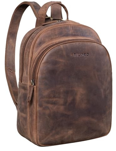 STILORD Aubrey Damen Tagesrucksack Leder Vintage Daypack für 10,9 Zoll Tablet Kleiner Cityrucksack Frauen Lederrucksack Echtleder Farbe:mittel - braun