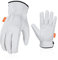Vgo... 1 Pair Unlined Safety Goatskin Leather Work Gloves Men,Rigger Gloves,Builder Gloves(GA9501) (Medium, White-1Pair(Goat))