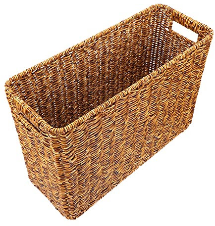 STOBOK en Osier Magazine Panier Simulation Paniers Tissés À La Main avec Poignées Tissé Magazine Bin pour La Maison Bureau Bacs