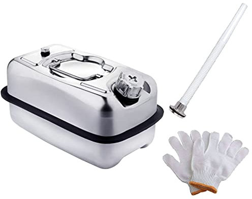 XBSXP Mini bidon de Carburant en métal de 5L, bidons d'essence portatifs d'acier Inoxydable 304, bidon de Rechange de Diesel d'essence de Moto bidon en métal de réservoir d'essence, 5L