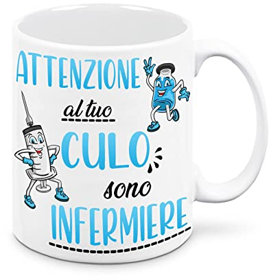Mr. Gadgets Tazza Con scritta simpatica - Infermiere/Infermiera Attenzione al tuo culo (Infermiere, Bianca)