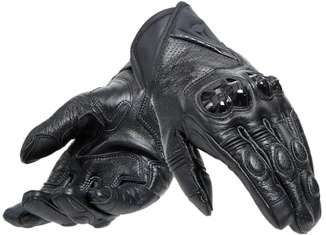 Dainese Men's Neroshape Leather Gloves, Schwarz/Schwarz, M