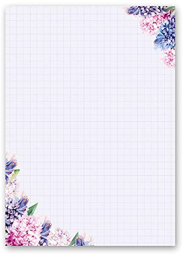 100 Blatt Briefpapier Blumen & Blüten HYAZINTHEN - DIN A6 Format - Paper-Media