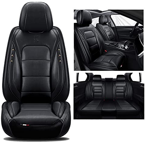 nenyan Autositzbezüge Komplett Set Universal | Schonbezüge für Audi A3 8P Q5 A6 C6 A4 A5 Sportback B7 Avant 8V C7 A1 B9 Audio Rs4 5 6 7 R8 S5 S6 S7 S8 Q3 | Auto Sitzbezüge schwarz Standard