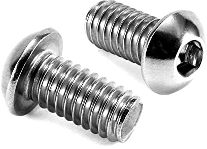 Tornillos de cabeza de botón de 1/4-20 x 5/8 pulgadas, 20 piezas de acero inoxidable 304 18-8, accionamiento hexagonal Allen, acabado brillante por SG TZH (con llave hexagonal)