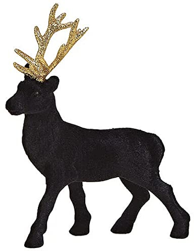 MACOSA GW10027706 Deko Hirsch stehend in schwarz Gold Weihnachtsdeko Dekofigur Deko-Hirsch Deko-Objekt Hirschdekoration Weihnachten Winter-Dekoration Tierfigur
