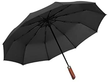 SERUMY Mini Mubrella 16 costillas paraguas grande fuerte totalmente automático sombrilla lluvia hombres mujeres lujo negocios hombres viento plegable paraguas -10 costillas negro