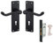 Golden Grace Victorian Scroll Lever Lock Door Handles 150mm x 40mm Matt Black Finish with Black 3 Lever Lock and Keys