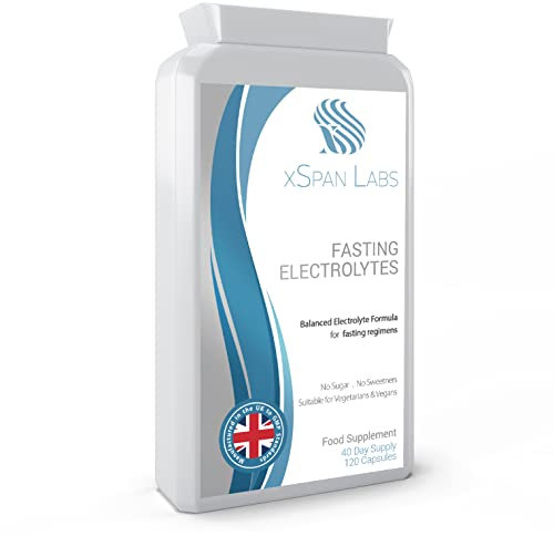 Fasting Electrolytes - 120 Capsules - Advanced Rapid Rehydration Formula with a Balanced Magnesium, Sodium, Potassium & Chloride Blend - Suitable for Ketogenic Diets - Vegan Friendly - UK Made