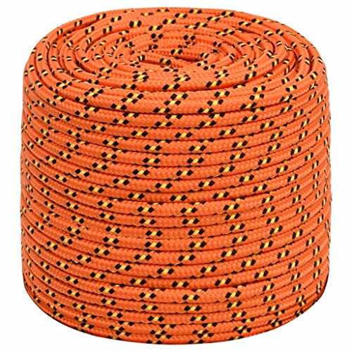 vidaXL Bootsseil Ankerleine Festmacher Tauwerk PP Leine Seil Tau Polypropylenseil Geflochten Flechtleine Orange 6mm 100m Polypropylen