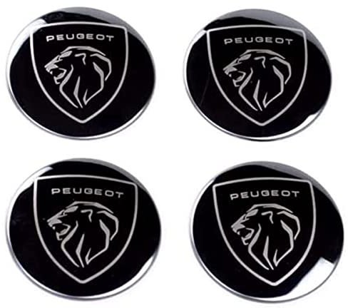 JIOWAX 4 pièces Auto Cache Moyeux pour Peugeot 5008 4008 3008 2008 508 408 308 208 RCZ, Cache de Roue Centrale, Auto Capuchons de Moyeu Centre Roue, Accessoires de Voiture étanche et Antirouille,A