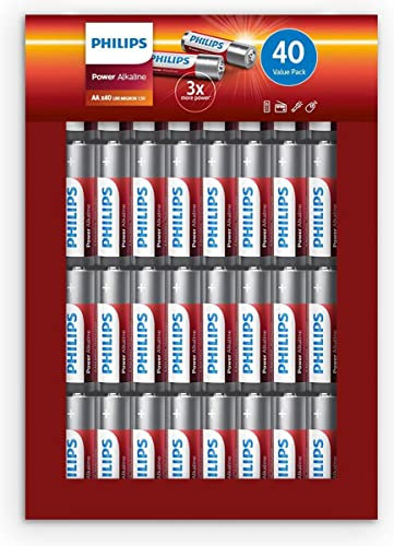Philips Pack de 40 piles alcalines Power AA