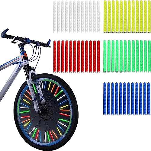 Quixotical 60 Pcs Bicycle Spoke Reflectors, Bike Reflective Spoke, Bicycle Cycle Wheel Spoke Reflectors, Easy Mounting Fit for All Standard Bike Spoke Wheels (5 Colours)