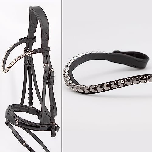 Heinick Trense Performance Schwedisch Lack Abnehmbarer Sperrriemen Schnallen ~ Vollblut ~ Auswahl (Stirnriemen Quick-Change Glow-Ash)