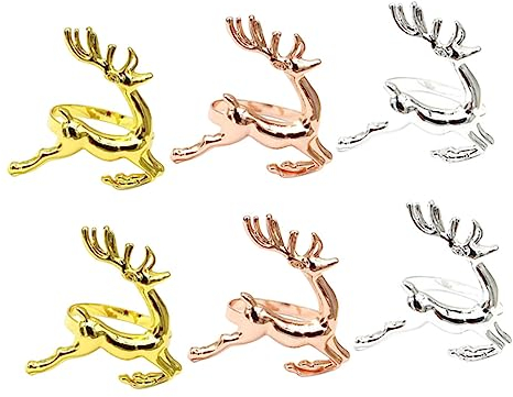 LABRIMP 6st Serviettenring Rentier Serviettenhalter Serviette Aus Metall Hirsch Serviettenschnallen Partybevorzugung Weihnachtsgeschirr Legierung Weihnachten Dekorationen