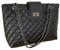 Estink Ketten-Einkaufstasche Großes Fassungsvermögen PU-Leder Schwarze Schulterhandtaschen Einkaufstasche Alltags-Essentials Lässige Arbeitstasche (Freie Größe)