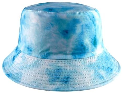 Eigso Blau Batik Fischerhut für Frauen Männer Doppelseitige Lange Krempe Tie-dye Eimer Hut Top für Frau Mann