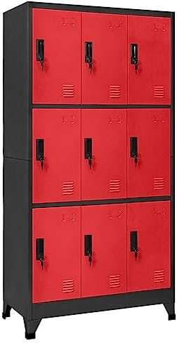 ZQQLVOO Schränke Anrichte Mehrzweckschrank Schließfachschrank Anthrazit und Rot 90x45x180 cm Stahl