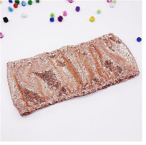 Housse de Chaise nœuds Rubans 10/50pcs Or Paillettes Chaise Ceintures Argent fête Chaise décor Chaise Bande Mariage étiré chaises Arc for événements Banquet fête (Color : Rose Gold, Size : 10 pcs)
