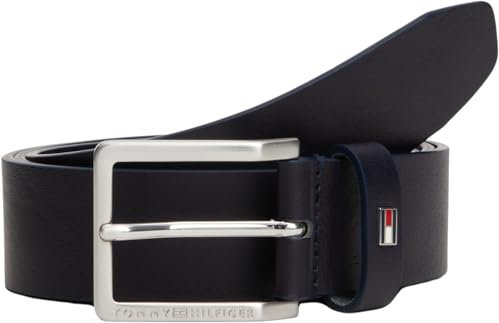 Tommy Hilfiger Herren Gürtel Oliver mit Flagge aus Leder, Blau (Space Blue), 90 cm
