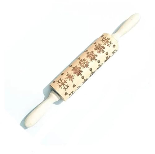 Christmas Wooden Rolling Pins, Nudelholz mit Muster Weihnachten, Weihnachts-Nudelholz aus Holz, Teigroller Muster, Eihnachts Nudelholz Muster 3D Teigroller Holz Weihnachten Prägerolle (B)