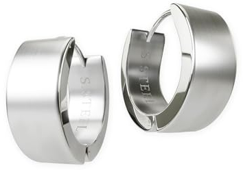 Fly Style Klappcreolen Edelstahl - Silber Matt Gebürstet Creolen - Ohrringe Chirurgenstahl, Durchmesser:18 mm, Breite:7 mm