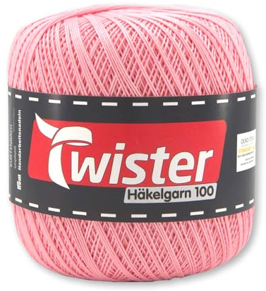 Frida's Wollhaus Twister 100 g Häkelgarn 100 Baumwolle mercerisiert gekämmt gasiert 18 Farben (30 | Rosa)