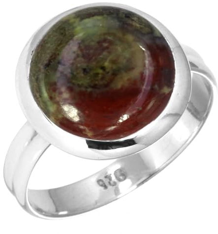 Jeweloporium Mehrfarbig Real Drachenblut-Jaspis 925 Silber Ringe für Damen mit Stein Handgefertigt Silber Ringe Größe 58(18.5) Valentinstag - Geschenk Cocktail Schmuck