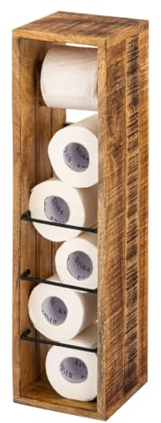 Klopapierhalter Toilettenpapierhalter Holz 17x17 H 65 cm Klorollenhalter quadratisch Mangoholz