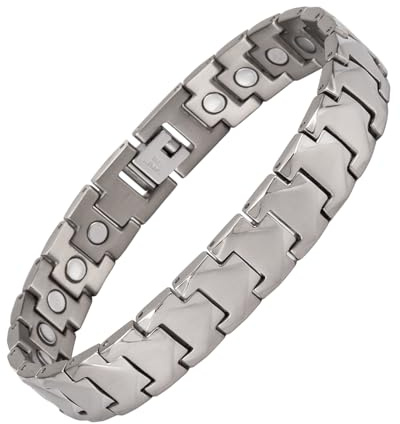 YINOX Superstarkes Magnetarmband für Herren, zweireihiges magnetisches Titanarmband, Titanarmband für Herren, enthält 24 NdFeB-Magnete und hochwertige Geschenkbox (20 cm)