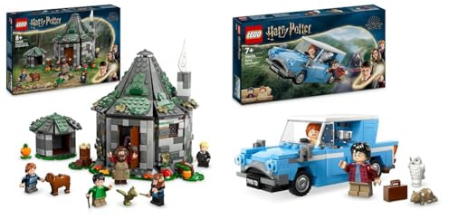 LEGO Harry Potter Hagrids Hütte: EIN unerwarteter Besuch Set & Harry Potter Fliegender Ford Anglia, baubares Spielzeug-Auto