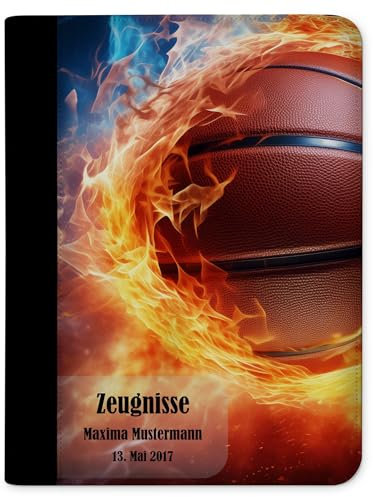 CreaDesign Customize A4 Zeugnismappe für Kinder 26,7x32,7x1 cm, Sichtbuch mit 10 Klarsichthüllen, erweiterbar auf bis zu 20 Taschen, Basketball mit Klarsichthüllen, A4, 26.7 x 32.7 x 1 cm, Rücken