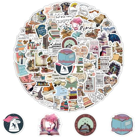 100 Stück Buch Lesen Vintage Aufkleber, Vinyl ASthetische Aufkleber für Studenten und Lesebegeisterte, Wasserfeste Vintage Aufkleber, Book Sticker für Laptop, Scrapbook, Bücher, Wasserflasche
