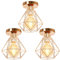 TOKIUS Lot de 3 Plafonniers Industrielles Vintages Luminaires E27 Rétro Lustre Suspension Design Métal Cage Ø160mm éclairage plafond Pour Salon Cuisine Chambre