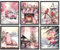 Pinke Leinwand-Wandkunst, Vintage-Wandkunstdrucke, 6 Stück, rosa Weihnachtsgalerie, Wanddekoration, Vogel, LKW, Tannenbaum, Schneemann, Strümpfe, Winterszene, Dekoration für Wohnzimmer, Schlafzimmer