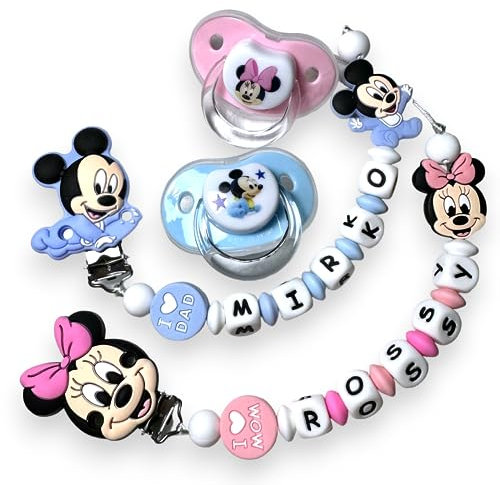 Catenella Portaciuccio Con Nome, Personalizzato i ogni sua parte, tante Clip Portaciuccio da scegliere, ottima idea regalo per Baby Shower.(Personalizzata)