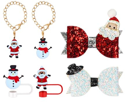 demaxiyad Mug Accessories Set, Cup Accessory Kit - 6X Christmas Theme Cup Decoration Accessories Set, Cup Decor, Including Straw Decoration,