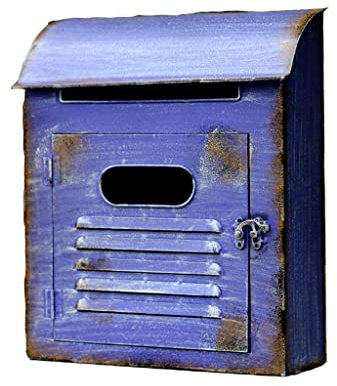 XYQUTQMK Briefkasten Vintage Wandbriefkasten Gartendekoration Grün/Lila Metall Briefkasten Shabby Chic Briefkasten Amerikanischer Landhausbriefkasten, 26x8x30CM