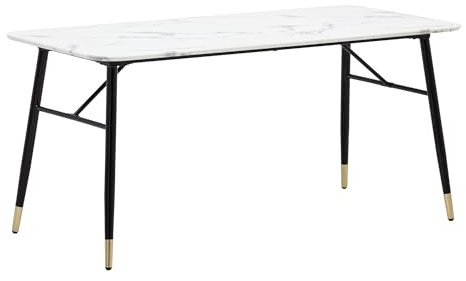 Wohnling Esszimmertisch 200x90x76 cm Esstisch Weiß in Marmor-Optik Modern, Küchentisch Groß, Speisetisch Rechteckig, Tisch Esszimmer mit Metallbeinen