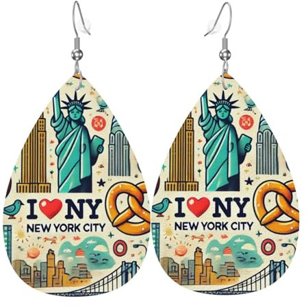 Ohrringe Leder Reisen Sie Mit Uns Nach New York City, Ohrring Damen Mode Drop Ohrringe Leichte Wassertropfen Ohrringe Für Frauen Party Zubehör