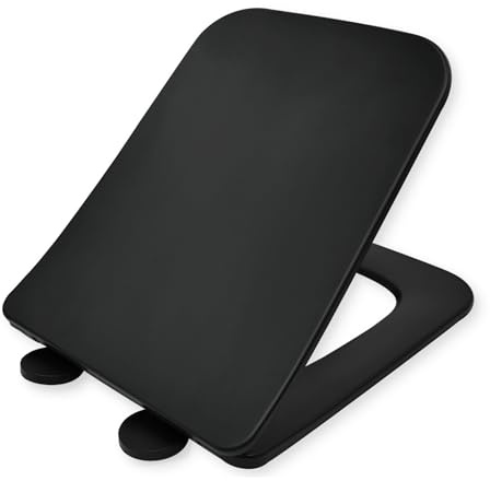 LAVITA ONIL BLACK Antibakterielle Duroplast WC-Sitz mit Absenkautomatik und Schnellverschluss | Passend für LAVITA ONIL BLACK Wand WC | Schwarz
