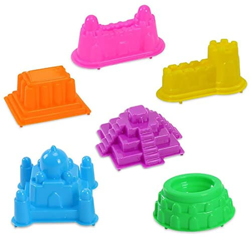 Castle Beach Toy Set 6Pcs Soft Plastic Beach Sandcastle Mould for Kids and Toddlers Sandbox Playing Toys Castle Building Molds Outdoor Fun Tools for Boys Girls.