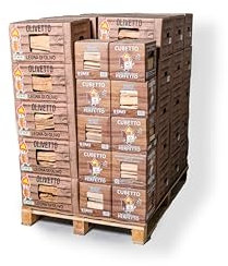 OLIVETTO Legna da ardere di olivo da 10 kg + CUBETTO legnetti accendifuoco da 4 kg in scatola di cartone. Ideale per camini, stufe, forni, pizzerie e barbecue. Confezioni da 3+1 a 45+12. (380 Kg)