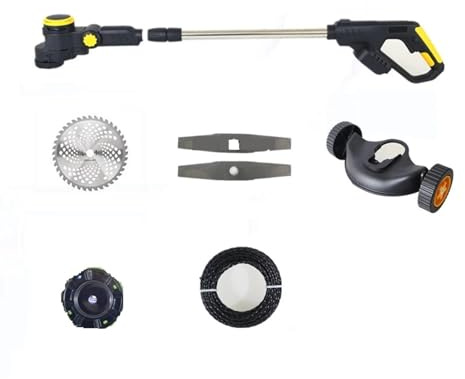 SMTYXS 3 In 1 Akku-Rasenmäher, Bürstenloser Motor, Rasentrimmer, Einstellbarer Längenwinkel, Teleskop-Schnittwerkzeuge, Drahtrad(NO Battery Set)