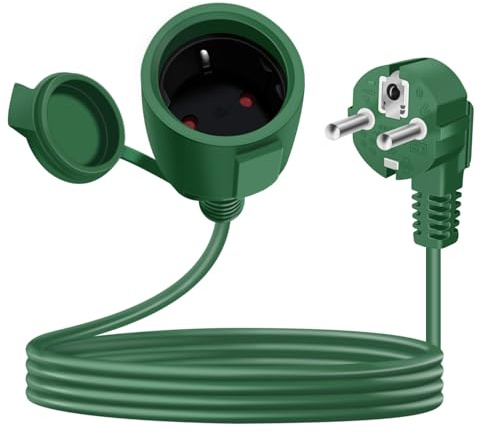 YINGAYOU Rallonge Schuko Cable Courte 16A 250V Câble D'extension Schuko Court Coudée 2 AC Prise IP44 pour Utilisation Extérieure ou Intérieure (Vert, 2 m)