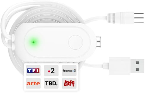 Amplificateur Antenne TV – Booster de Signal pour TNT/DVB-T2 – Compatible Télévision Numérique, Full HD et 4K UHD – Amélioration de la Réception Stable – Installation Facile avec Câble Coaxial (Blanc)