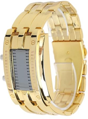Ejoyous Binäruhr, Digitaluhr Edelstahl Binäre Uhr Wasserdicht LED Sportuhr Rechteck Bezel Legierungsuhr für Herren Damen