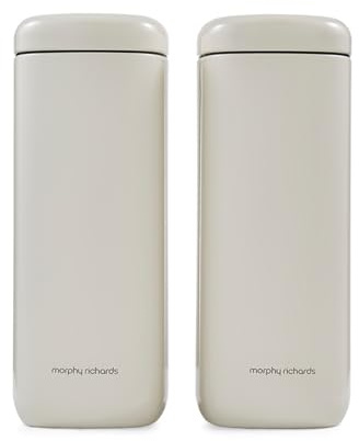Morphy Richards Equip Large Storage Canister, 2.6L, Tall, 28.5 x 11cm, 2 Pack, Durable Carbon and Stainless Steel Set, Airtight Lid, Suitable Tea, Coffee, Sugar, Pasta, Dry Foods, Cream, 830502